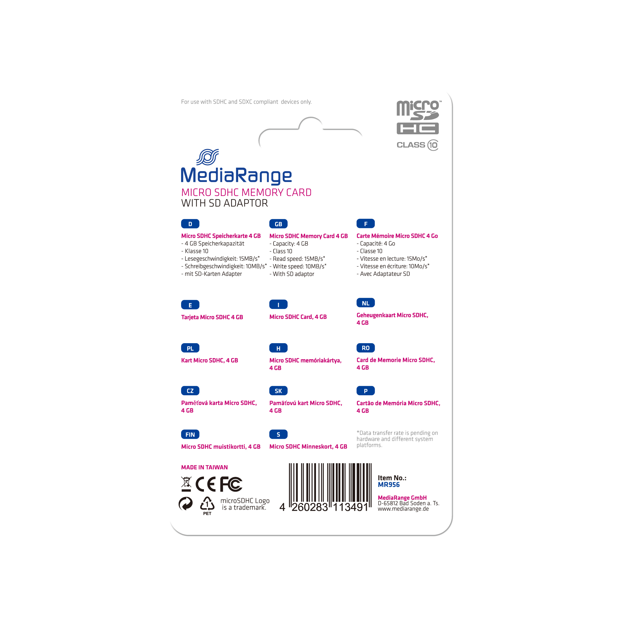 MEDIARANGE Flash-Speicherkarte (microSDHC/SD-Adapter inbegriffen), Ansicht 3