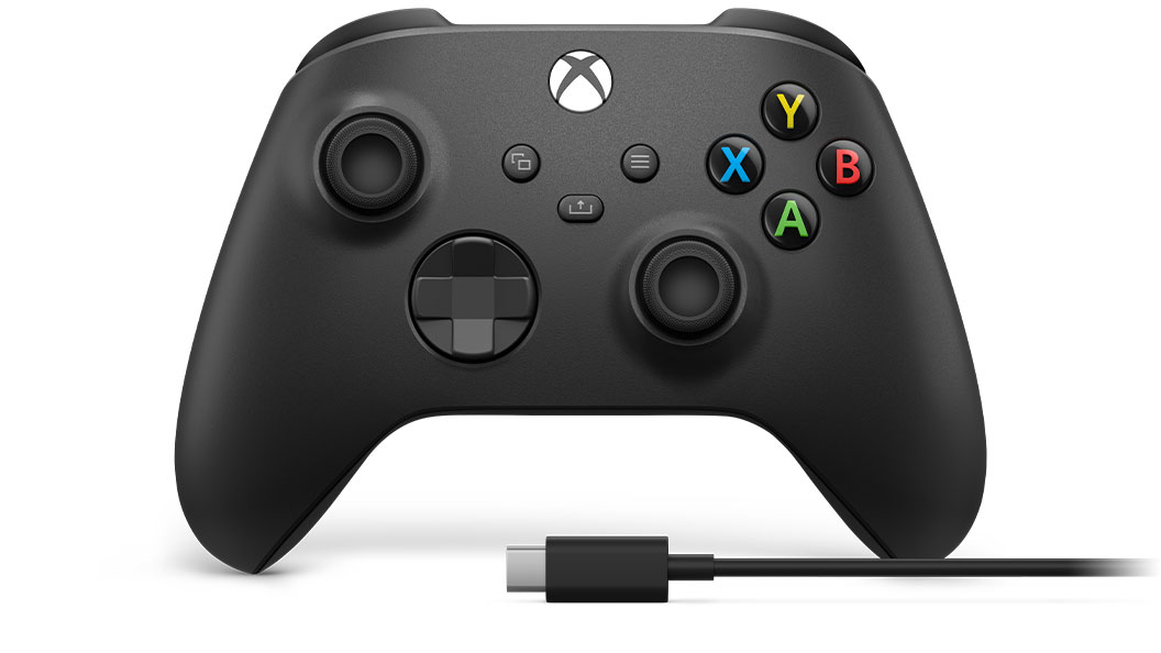 Microsoft Xbox Wireless Controller + USB-C Cable - Gamepad - PC - Xbox One - Xbox One S - Xbox One X - Xbox Series S - Xbox Series X - D-Pad - Home button - Menü-Taste - Schaltfläche Teilen - Analog / Digital - Verkabelt &amp; Kabellos - Schwarz
