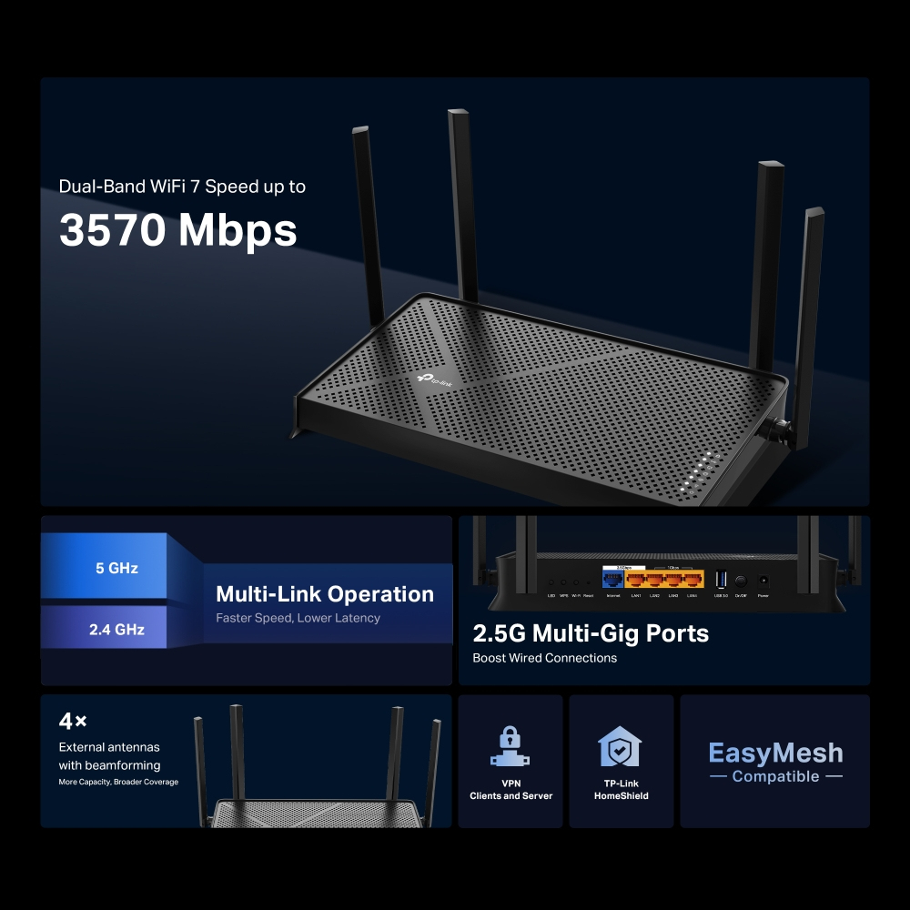 TP-LINK Archer BE230 V1 - Wireless Router 4-Port-Switch, Ansicht 2