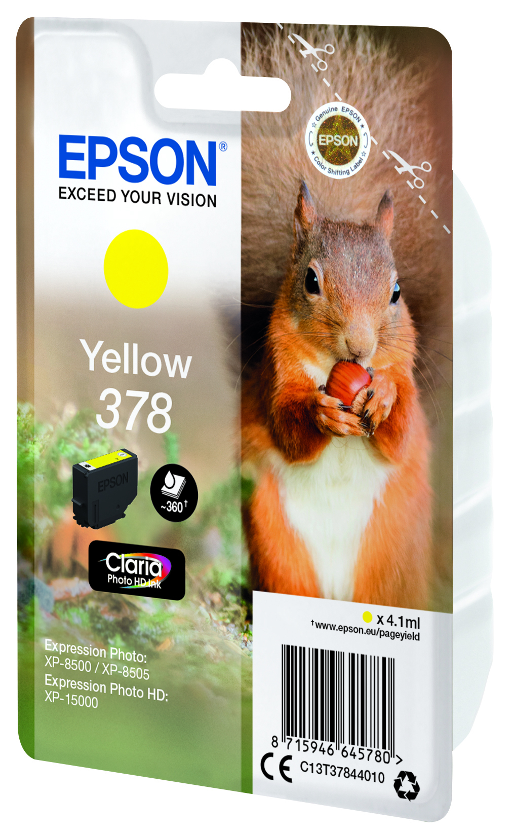 Epson Squirrel Singlepack Yellow 378 Claria Photo HD Ink - Standardertrag - Tinte auf Pigmentbasis - 4,1 ml - 360 Seiten - 1 Stück(e)