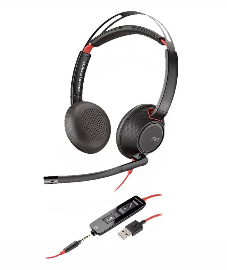 Poly Blackwire C5220 - Kabelgebunden - Büro/Callcenter - 20 - 20000 Hz - Kopfhörer - Schwarz - Rot