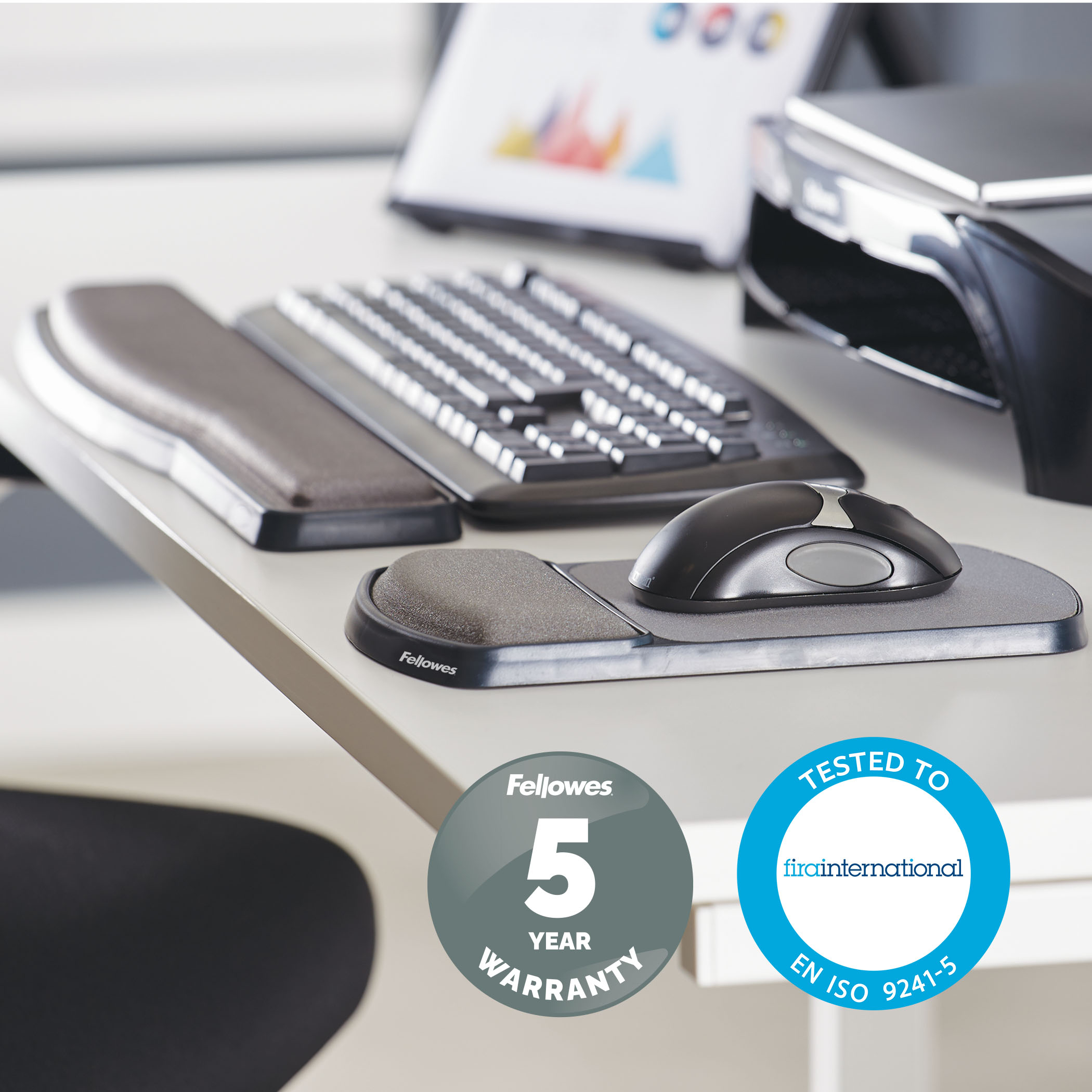 Fellowes Premium Gel Graphite - Mauspad mit Handgelenkpolsterkissen, Ansicht 4