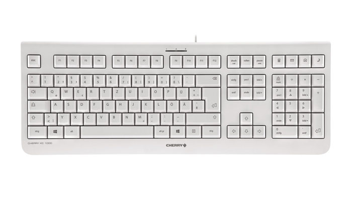 Cherry KC 1000, Volle Größe (100%), Kabelgebunden, USB, AZERTY, Grau