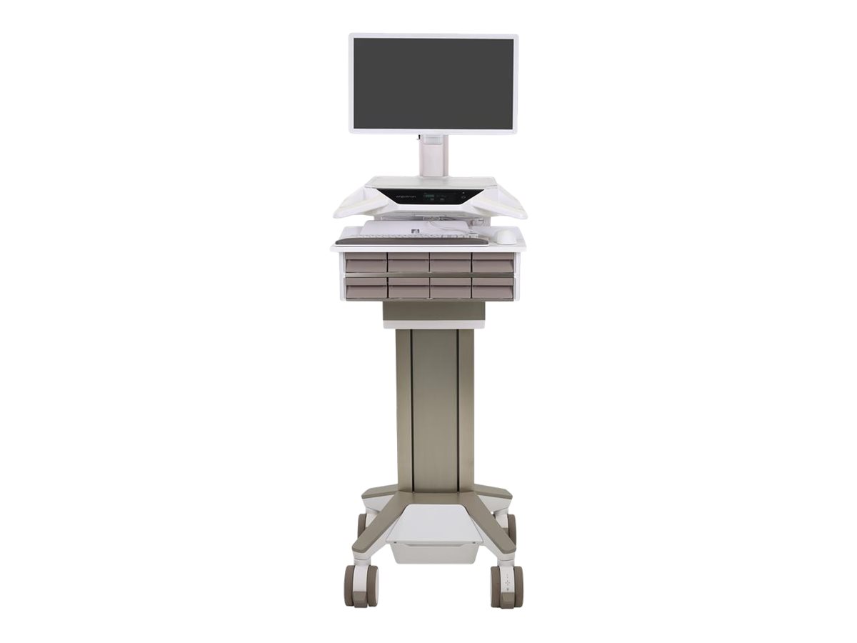 Ergotron CareFit Pro - Wagen - Electric Lift - für LCD-Display  PC-Ausrüstung - verriegelbar - medizinisch - weiß Warm Gray - Bildschirmgröße: bis zu 686 cm (bis zu 27 Zoll)