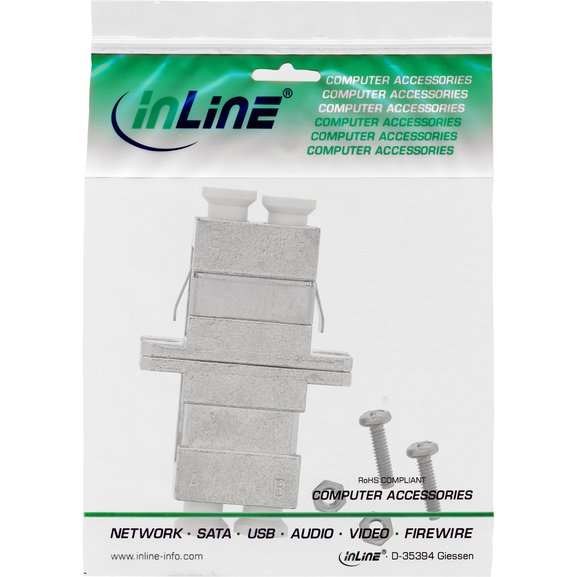 InLine LWL Metall-Kupplung - Duplex LCLC - singlemode - Keramik-Hülse - zum Einbau