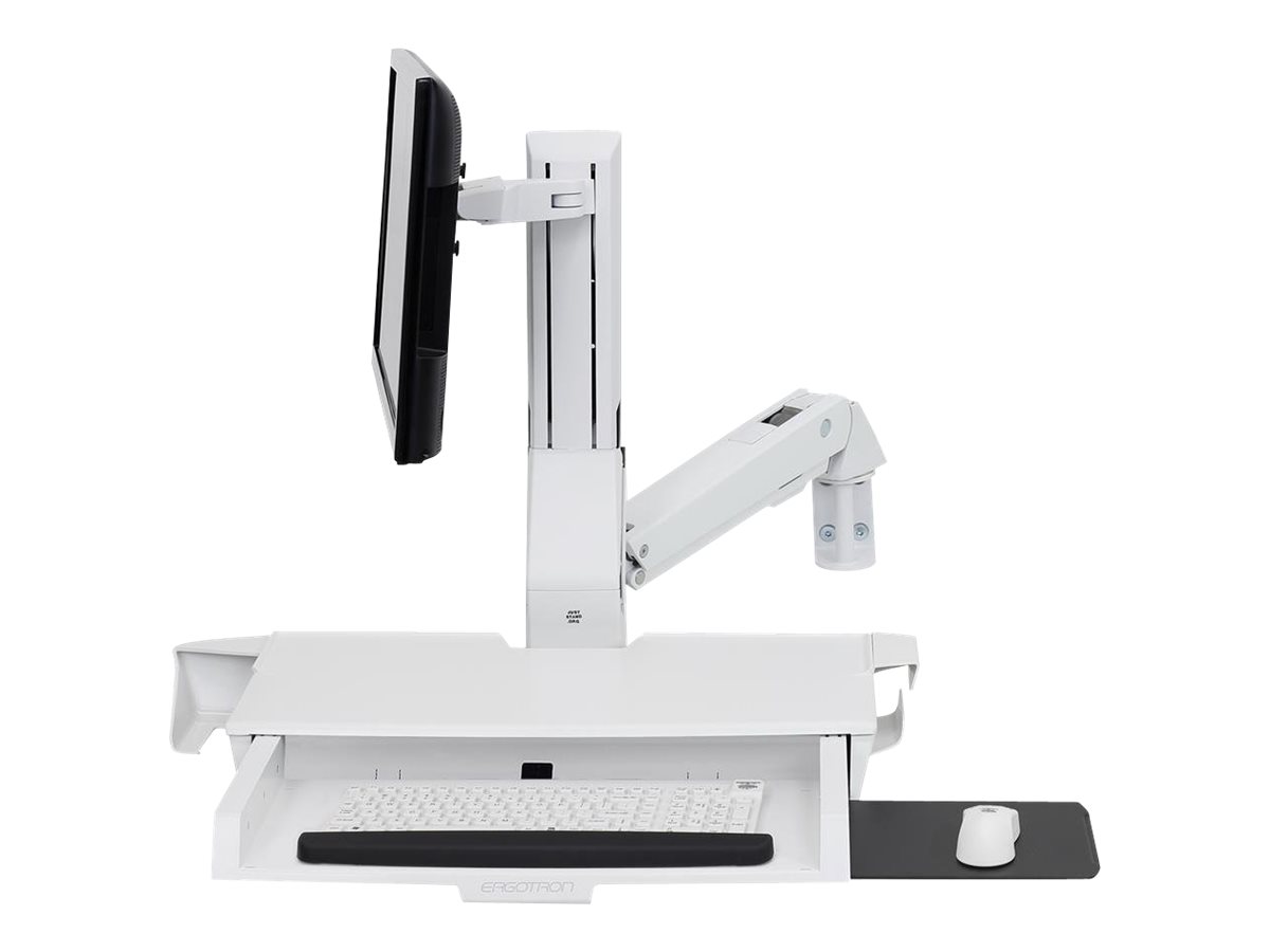 Ergotron Sit-Stand Combo Arm - Befestigungskit (Handgelenkkissen Wandmontagehalterung Display-Halterung Schienenmontage Halterungsset Mausablage zum Herausziehen Combo Schwenkarm Arbeitsfläche mit Tastaturablage Scanner- und Maushalter)