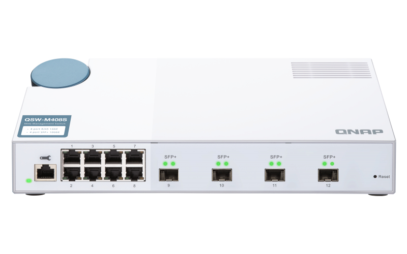 QNAP QSW-M408S - Switch - managed - 8 x 10/100/1000 + 4 x 10 Gigabit SFP+, Ansicht 3