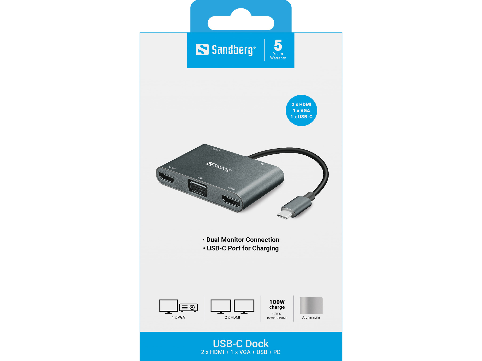 SANDBERG USB-C Dock - Dockingstation - USB-C, Ansicht 3