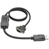 Tripp Lite 3ft DisplayPort to VGA Adapter Active Converter Cable Latches DP to HD15 DPort 1.2 M/M 3' - Videokabel - DisplayPort (M) zu HD-15 (VGA) (M) - 91 cm - aktiv, eingerastet - Schwarz