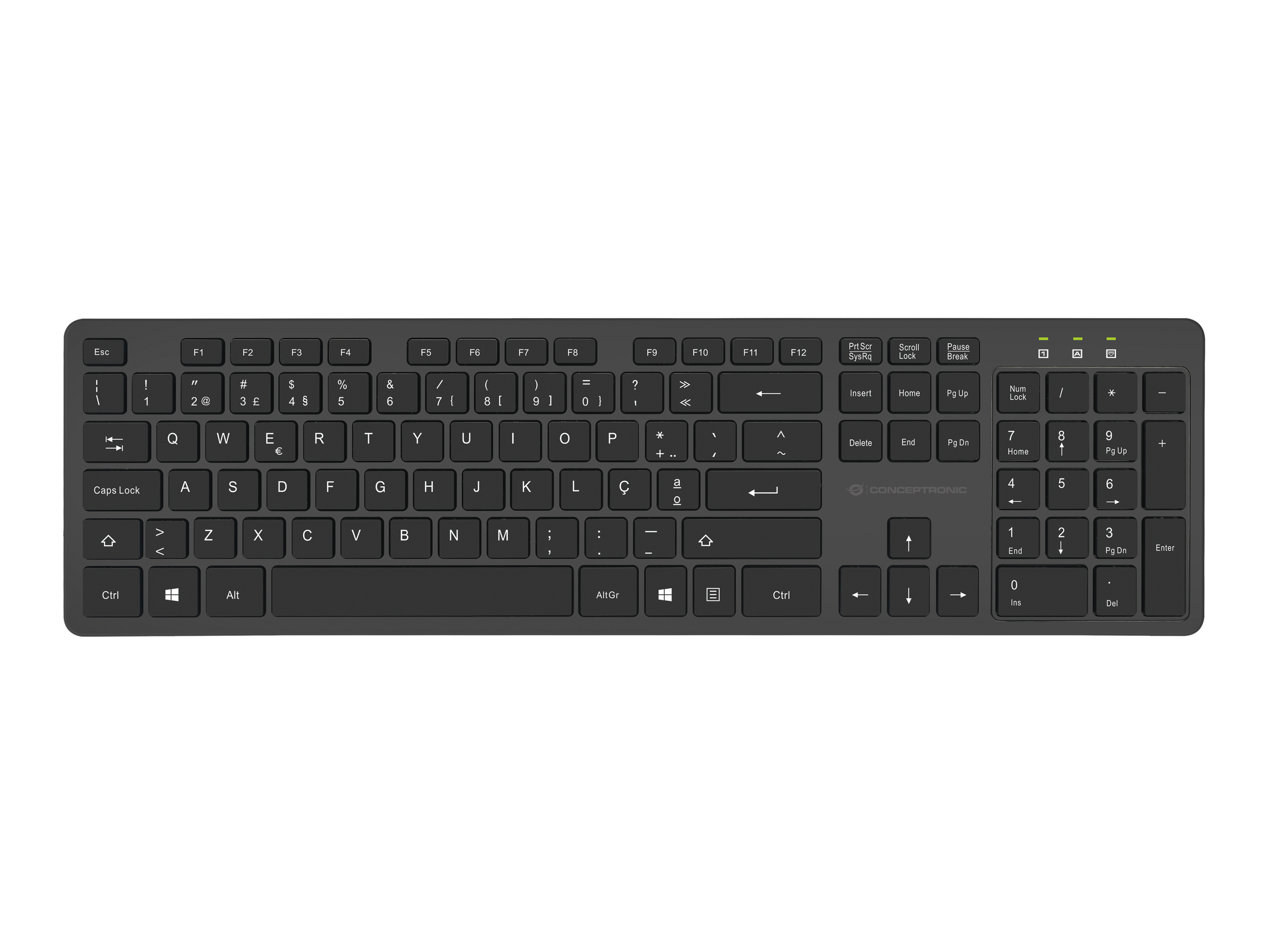 Conceptronic ORAZIO - Tastatur-und-Maus-Set - kabellos - 2.4 GHz - Schwarz - TL: Portugiesisch, QWERTY, Ansicht 2