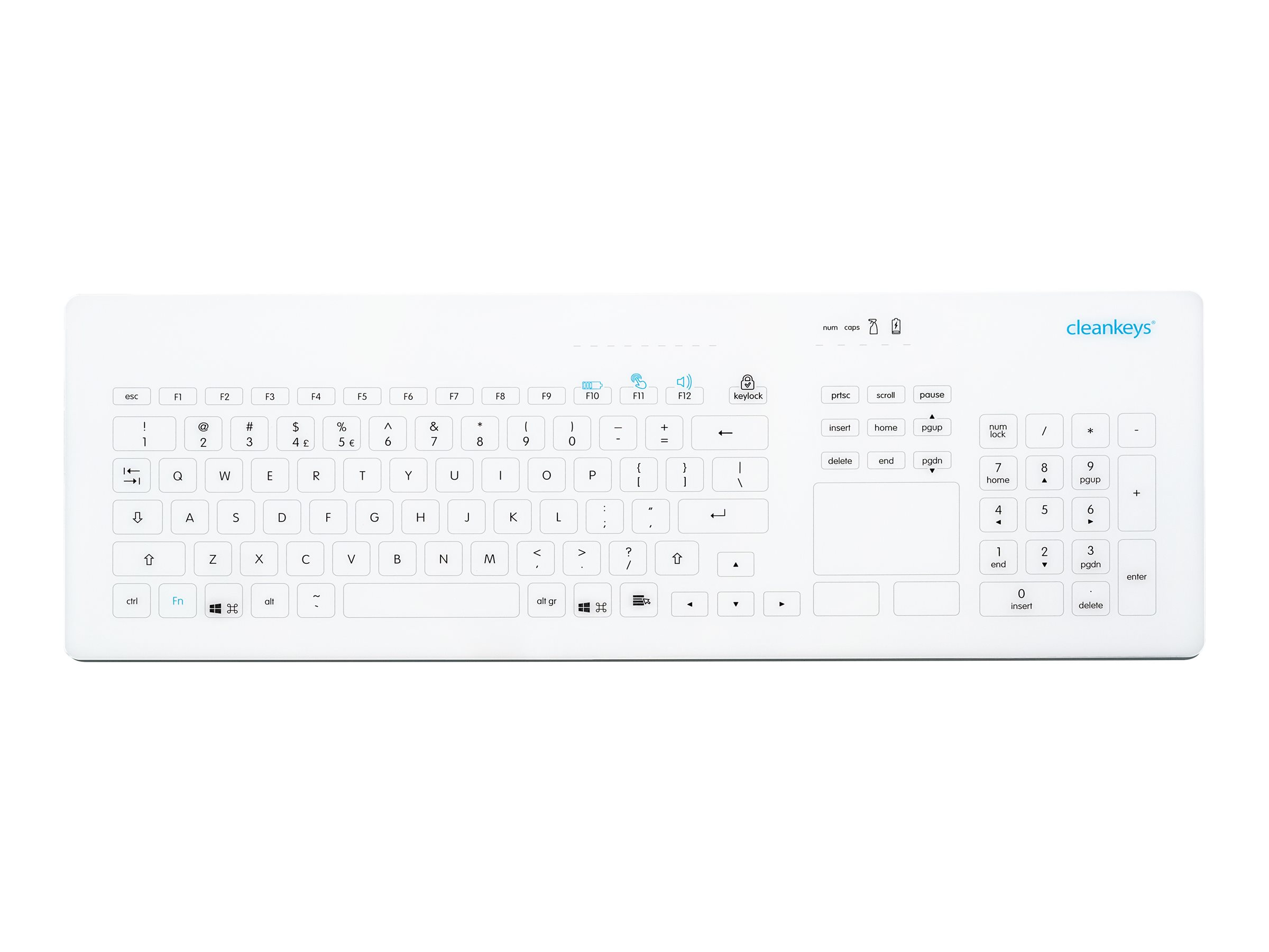 GETT CleanKeys CK4W - Tastatur - mit Touchpad - kabellos