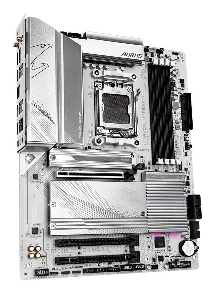 Gigabyte B650 AORUS ELITE AX ICE - Motherboard - ATX - Socket AM5 - AMD B650 Chipsatz - USB-C 3.2 Gen2, USB 3.2 Gen 2…, Ansicht 3