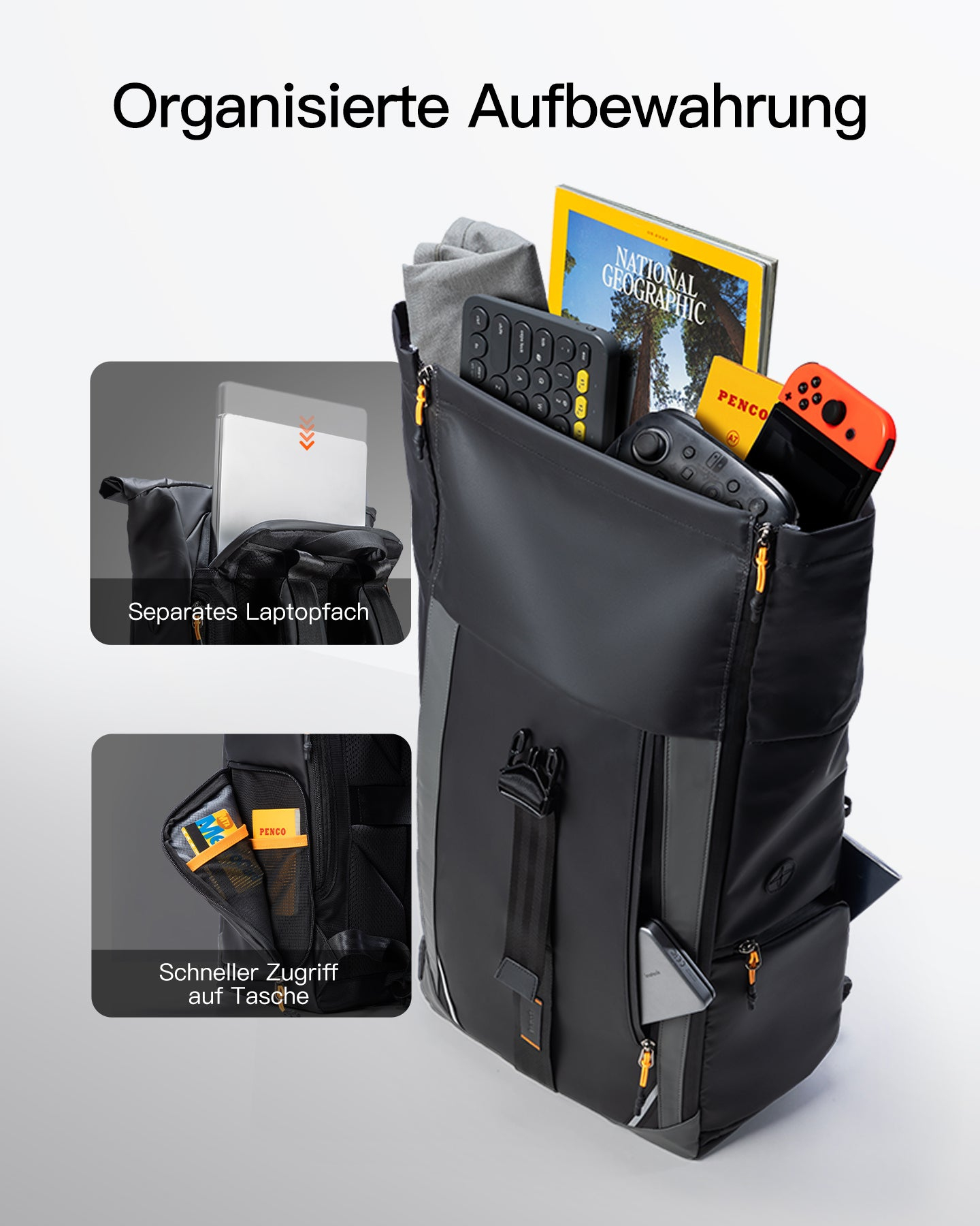 Inateck Notebook-Rucksack BP01009 black 22-26.8L, Ansicht 4