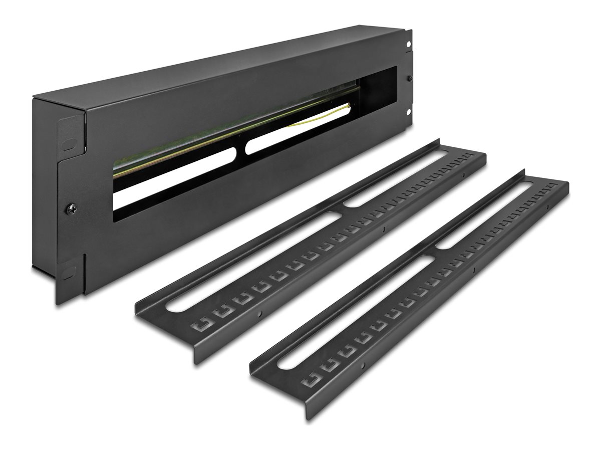 Delock Rack-Schiene mit Schutzschalter - DIN schienenmontierbar - Schwarz - 3U - 48.3 cm (19)