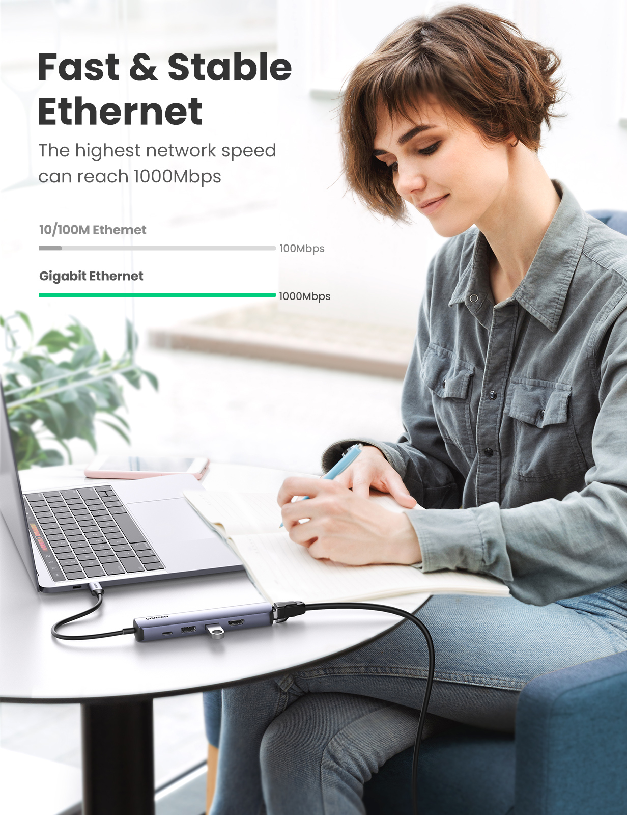 Ugreen 10919 - Kabelgebunden - USB 3.2 Gen 1 3.1 1 Type-C - 100 W - 10.100.1000, Ansicht 3
