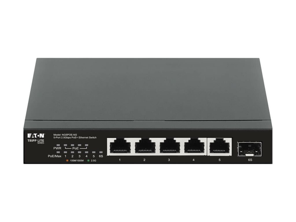 Eaton Tripp Lite series Desktop Gigabit Ethernet Unmanaged Switch PoE+ Pass-Through 5-Port 2.5 Gbps 70W, Ansicht 2