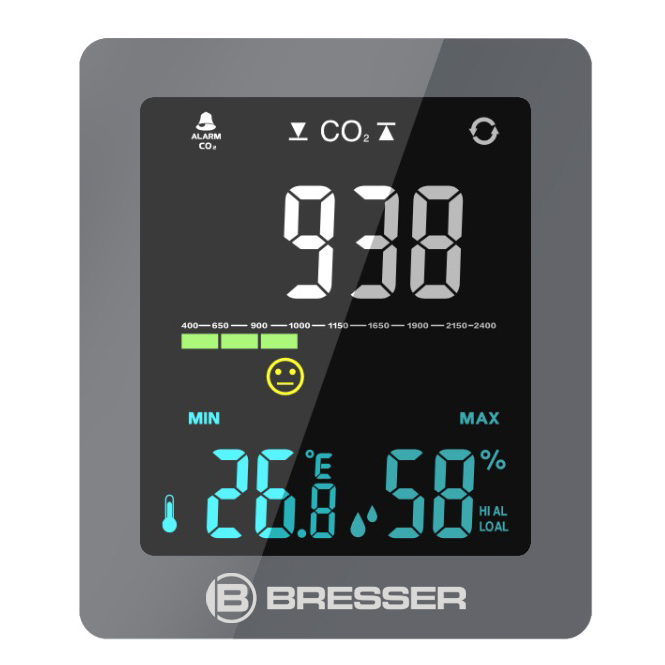Bresser Smile - Thermo-Hygro-CO2-Messgerät - digital - Grau, Ansicht 4