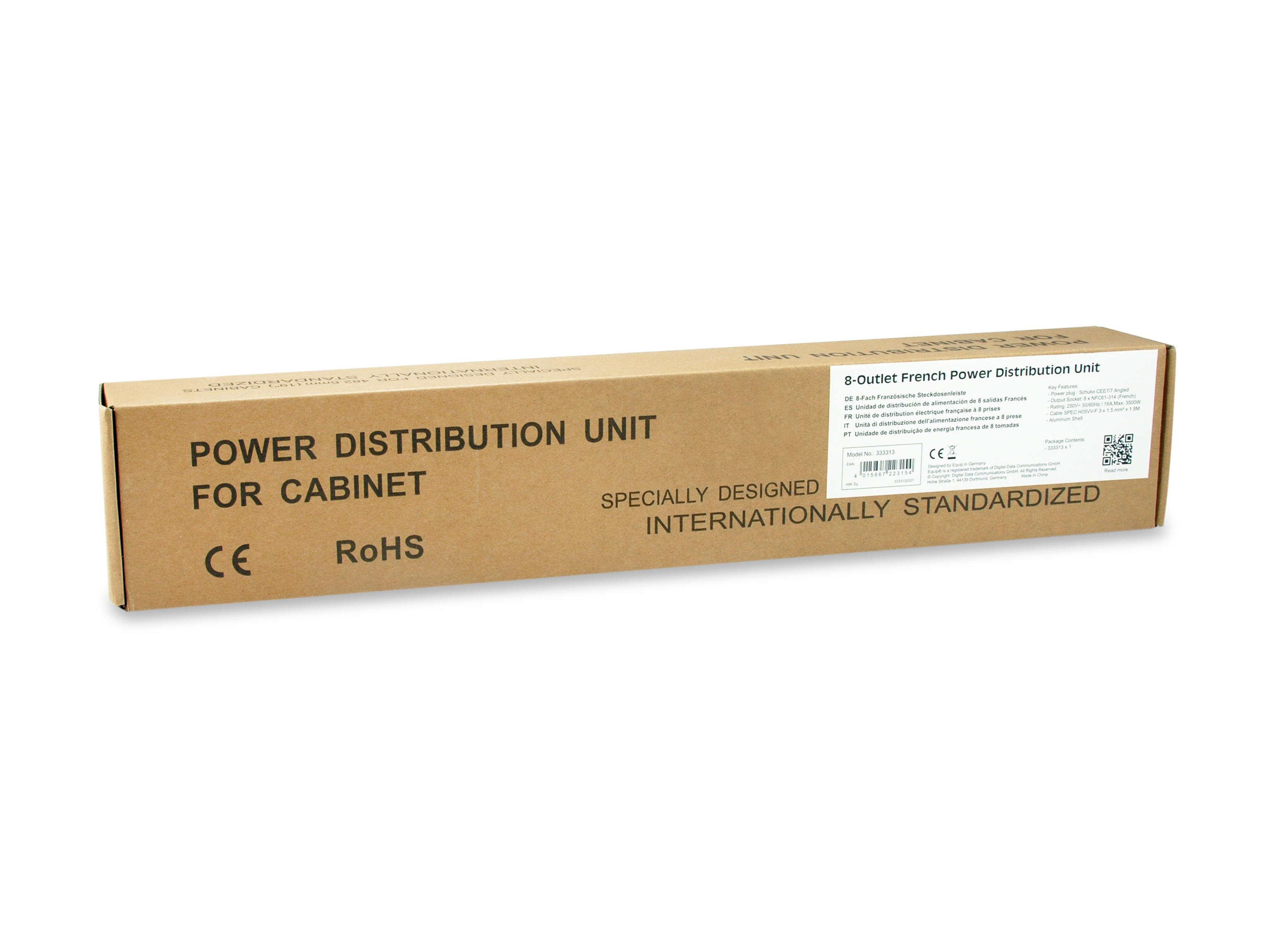 Equip Pro - Stromverteilungseinheit (Rack - einbaufähig) - Wechselstrom 220-240V - 3500 Watt - Eingang power CEE 7/7 - 8, Ansicht 4