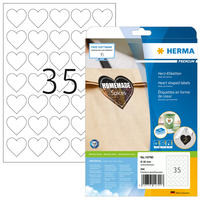 HERMA Premium Etiketten in Herzform 35.0x35.0 1Stk - EtikettenBeschriftungsbänder - A4