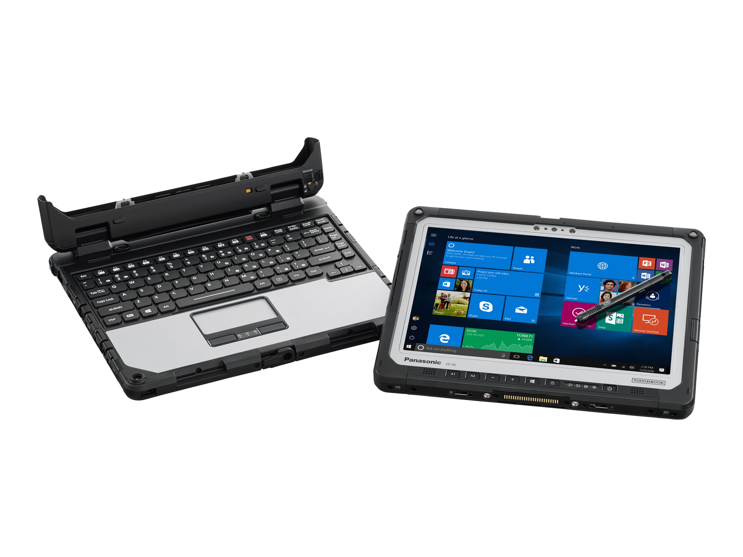 Panasonic Toughbook CF-33 - Robust - Tablet - mit Tastatur-Dock - Intel Core i5 10310U / 1.7 GHz - vPro - Win 10 Pro 64-Bit - UHD Graphics - 16 GB RAM - 512 GB SSD NVMe - 30.5 cm (12")