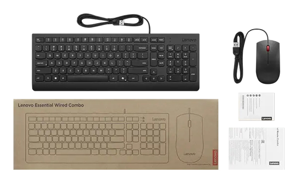 Lenovo Essential Wired Combo - Tastatur-und-Maus-Set - TL: Nordisch, QWERTY, Ansicht 3