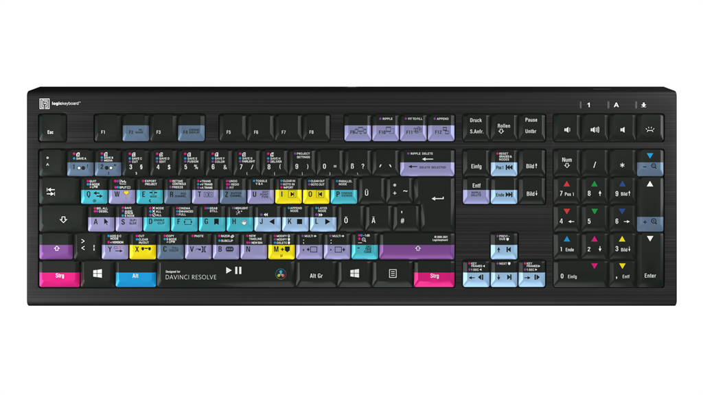 Logickeyboard ASTRA 2 - Volle Größe (100%) - Kabelgebunden - USB - Scherenschalter - Schwarz - TL: Deutsch, QWERTZ, Ansicht 2