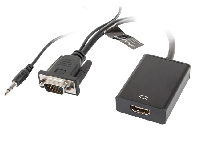 Lanberg AD-0021-BK - 0,2 m - HDMI Typ A (Standard) - VGA (D-Sub) - Weiblich - Männlich - Gerade, Ansicht 2