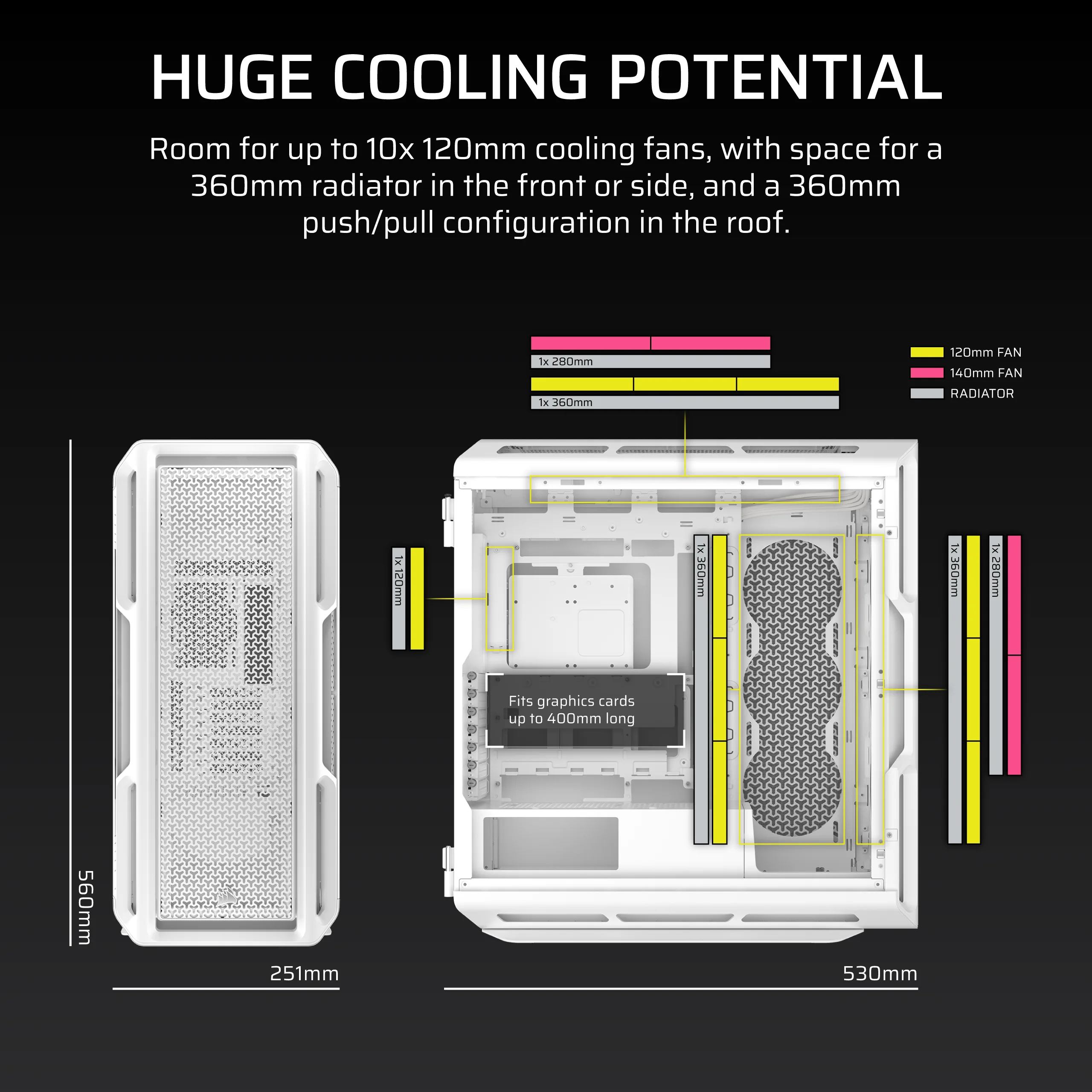 Corsair 5000T - Mid tower - E-ATX - Seitenteil mit Fenster (gehärtetes Glas), Ansicht 3
