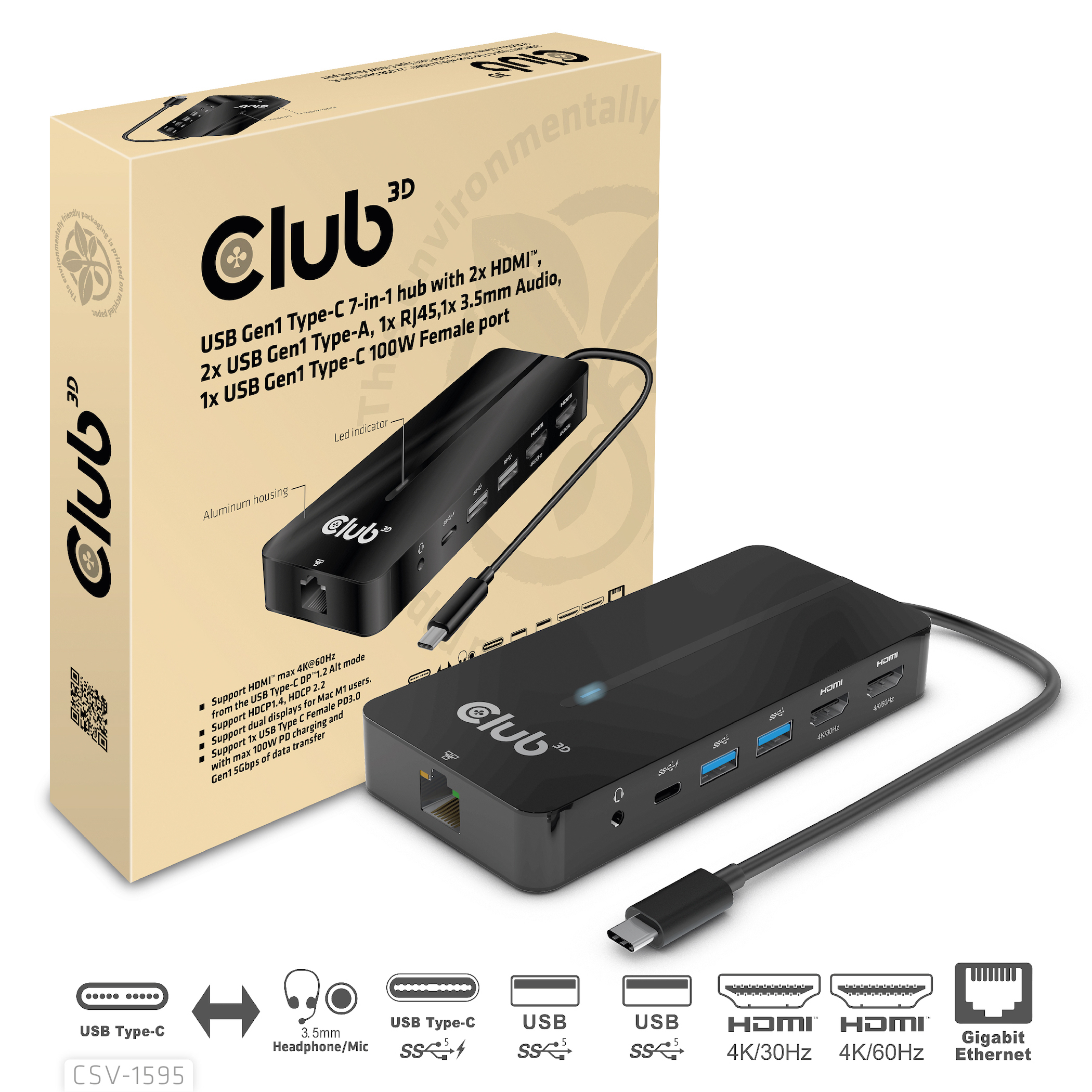 Club 3D CSV-1595 - Dockingstation - USB-C 3.2 Gen 1, Ansicht 4