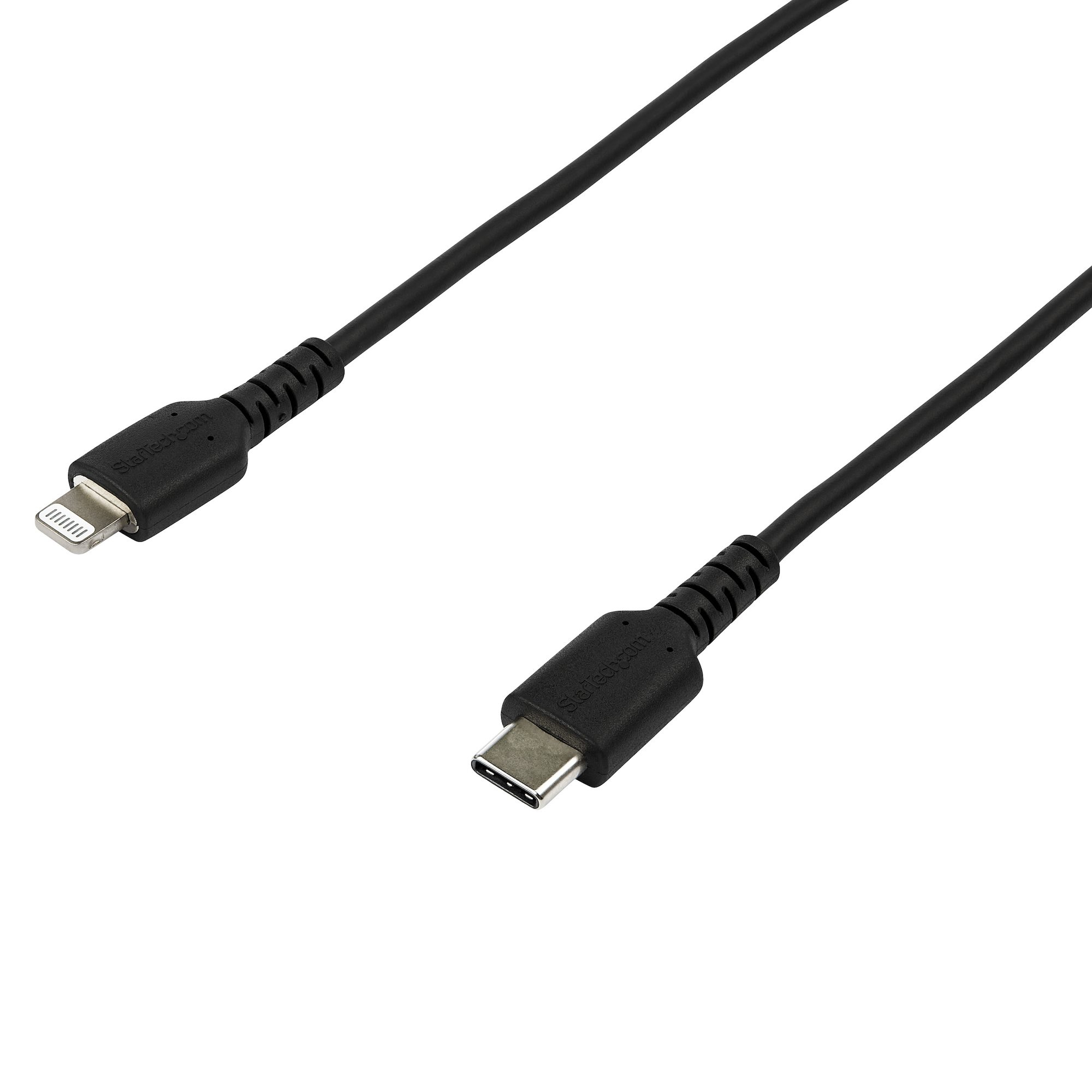 StarTech.com 2m strapazierfähiges schwarzes USB-C auf Lightning-Kabel - Hochbelastbare, robuste Aramidfaser - USB Typ-C auf Lightningkabel - Lade-/Synchronisationskabel - Apple MFi-zertifiziert iPad/iPhone 12, Schwarz, USB A, Lightning, 2 m, Männlich, Männlich