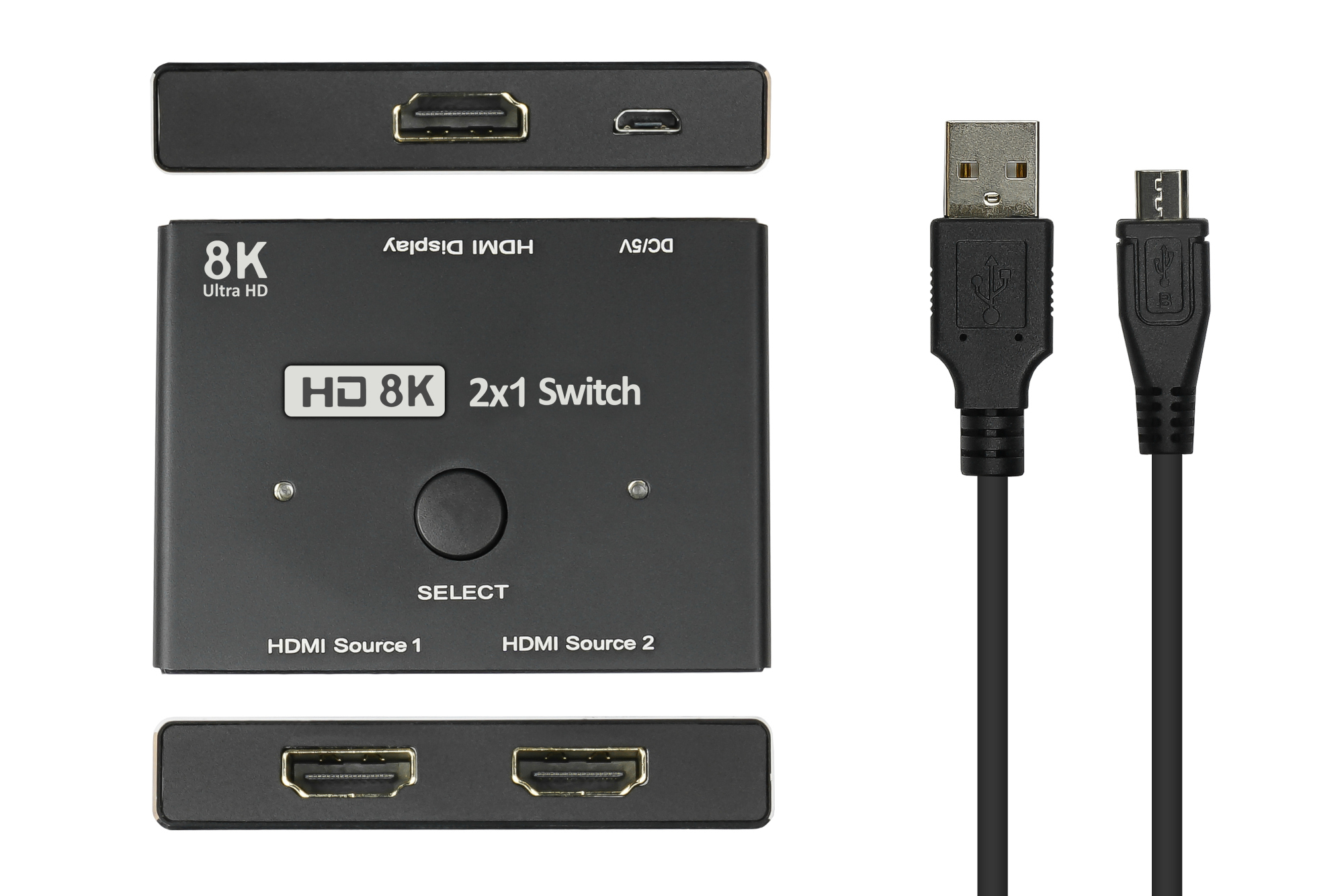 Good Connections HDMI Switcher - HDMI - Schwarz - Metall - 7680 x 4320 - Daten - Gold, Ansicht 4