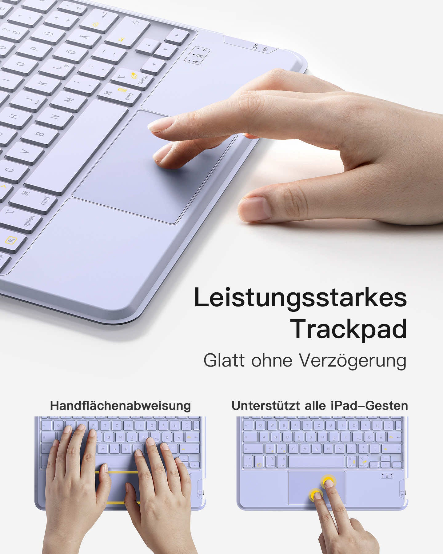 Inateck Keyboard iPad 11 purple Air 4/5 Generation COM - Tastatur - TL: Deutsch, QWERTZ, Ansicht 4