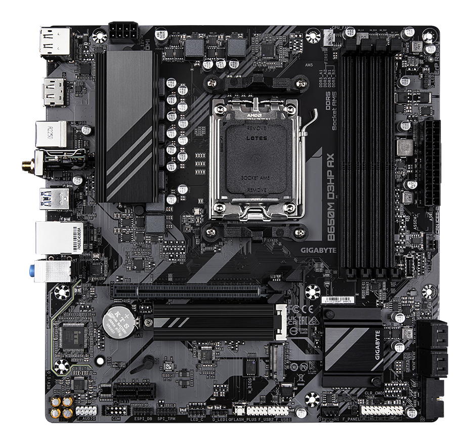 Gigabyte B650M D3HP AX - 1.0 - Motherboard - micro ATX - Socket AM5 - AMD B650 Chipsatz - USB 3.2 Gen 1, Ansicht 3