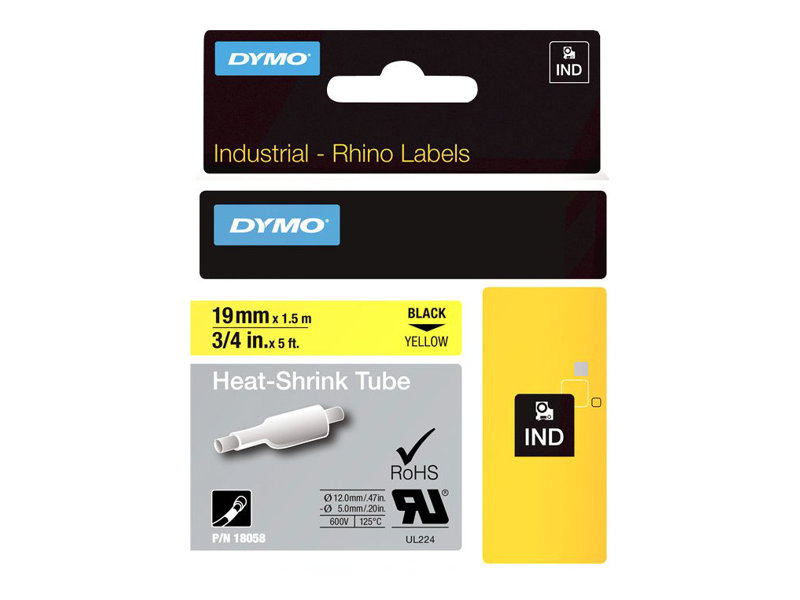 Dymo RhinoPRO Heat shrink tubing - Polyolefin - Schwarz auf Gelb - Rolle (1,9 cm), Ansicht 3