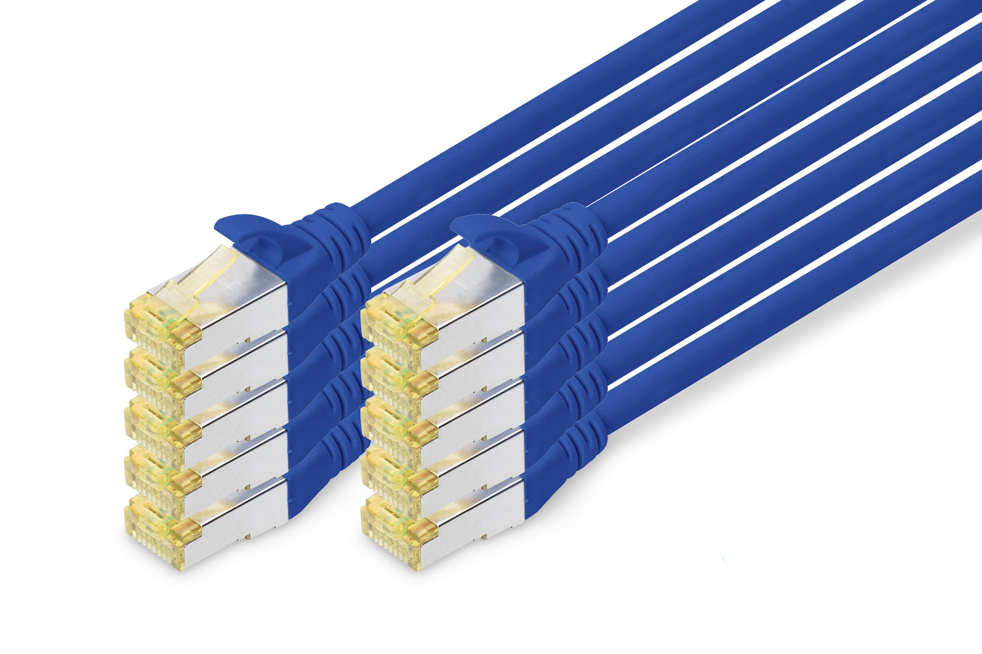 DIGITUS CAT 6A S/FTP Patchkabel, 10 Stück, 5 m, Cat6a, S/FTP (S-STP), RJ-45, RJ-45, Blau