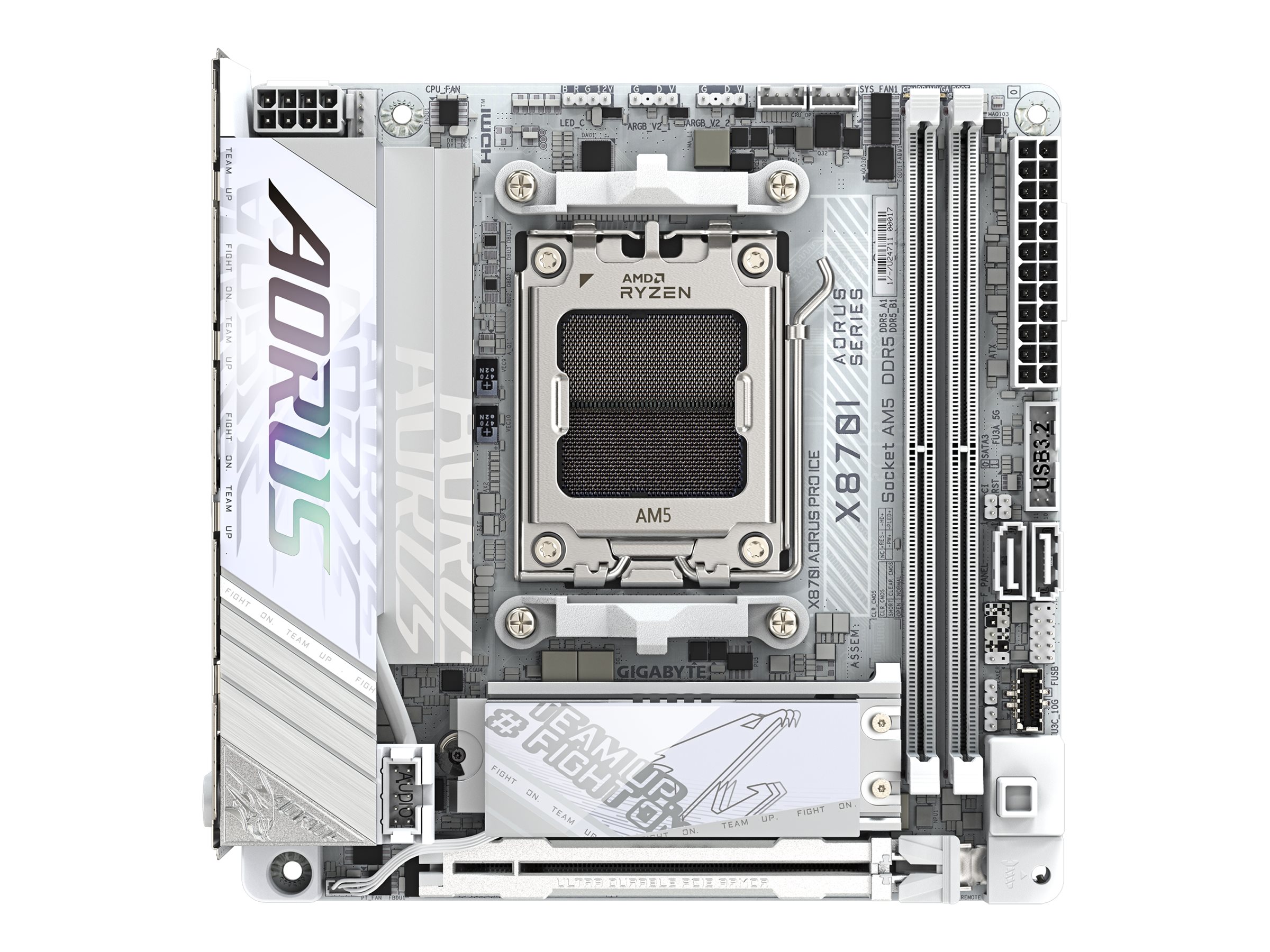 Gigabyte AORUS X870I PRO ICE - Motherboard - Mini-ITX - Socket AM5 - AMD X870 Chipsatz - USB4, USB-C 3.2 Gen2, USB 3.2 G