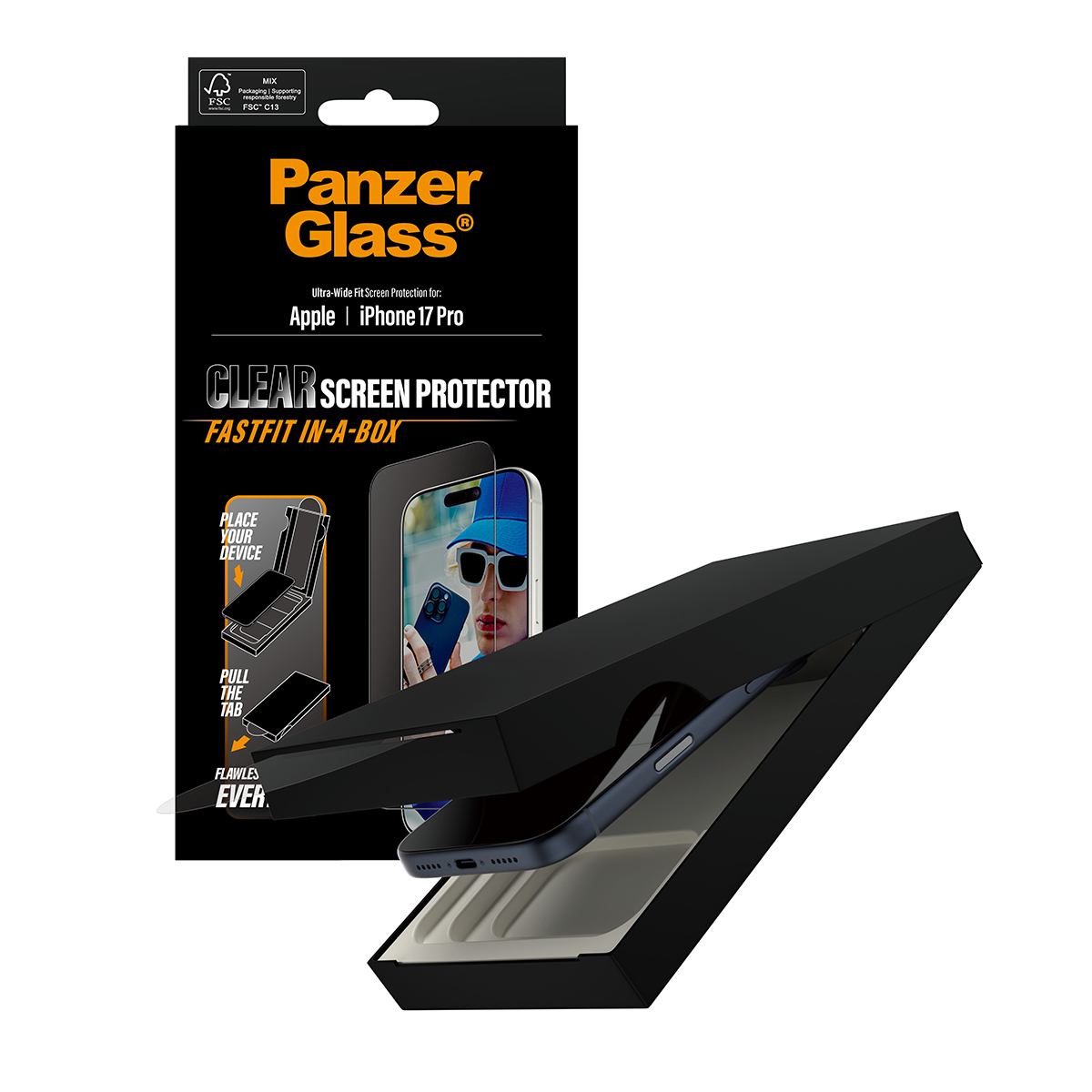 PanzerGlass Bildschirmschutz für Handy - ultra-wide fit with FASTFIT IN-A-BOX, Ansicht 4