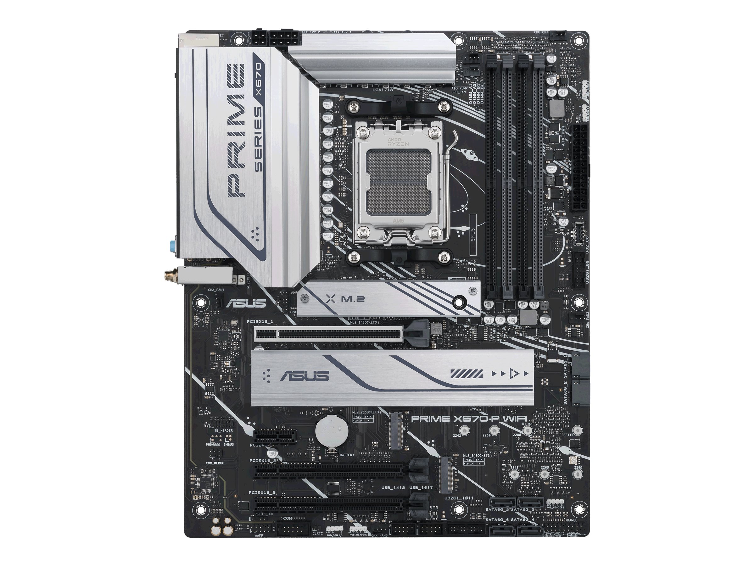 ASUS Prime X670-P WIFI - Motherboard - ATX - Socket AM5 - AMD X670 Chipsatz - USB-C 3.2 Gen 1 USB-C Gen 2x2 USB 3.2 Gen 1 USB 3.2 Gen 2 - 2.5 Gigabit LAN Wi-Fi 6 Bluetooth - Onboard-Grafik (CPU erforderlich)