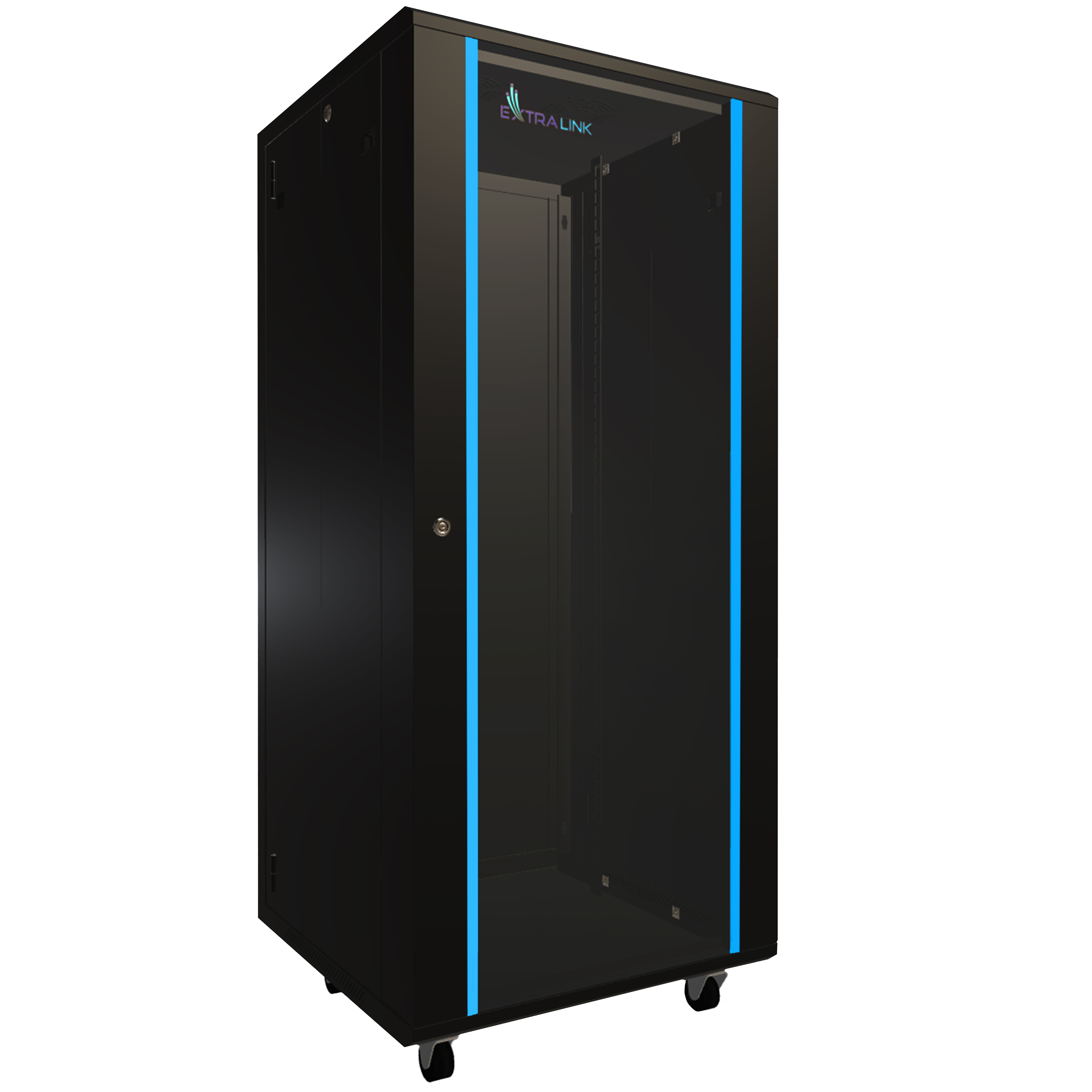 Extralink EX.14749 - Freistehendes Gestell - 27U - 600 kg - Sperrschloss - Ablageschienen - Verstellbare Füße, Ansicht 2