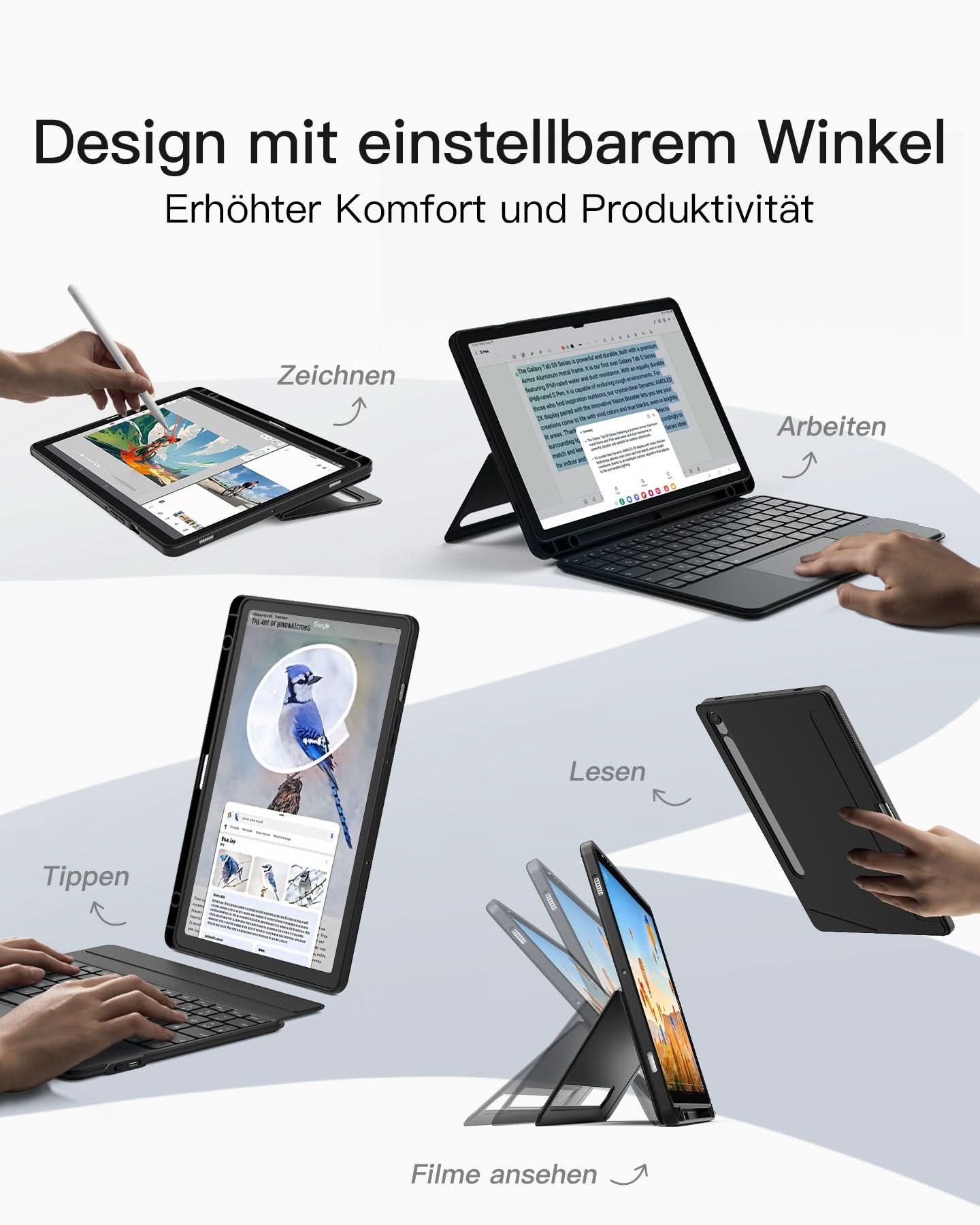Inateck N0064_black Galaxy Tab Tastatur mit Touchpad - TL: Deutsch, QWERTZ, Ansicht 4