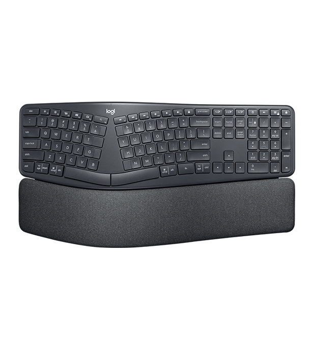 Logitech Ergo K860, Volle Größe (100%), Kabellos, RF Wireless + Bluetooth, Halbmechanischer Schlüsselschalter, QWERTY, Graphit