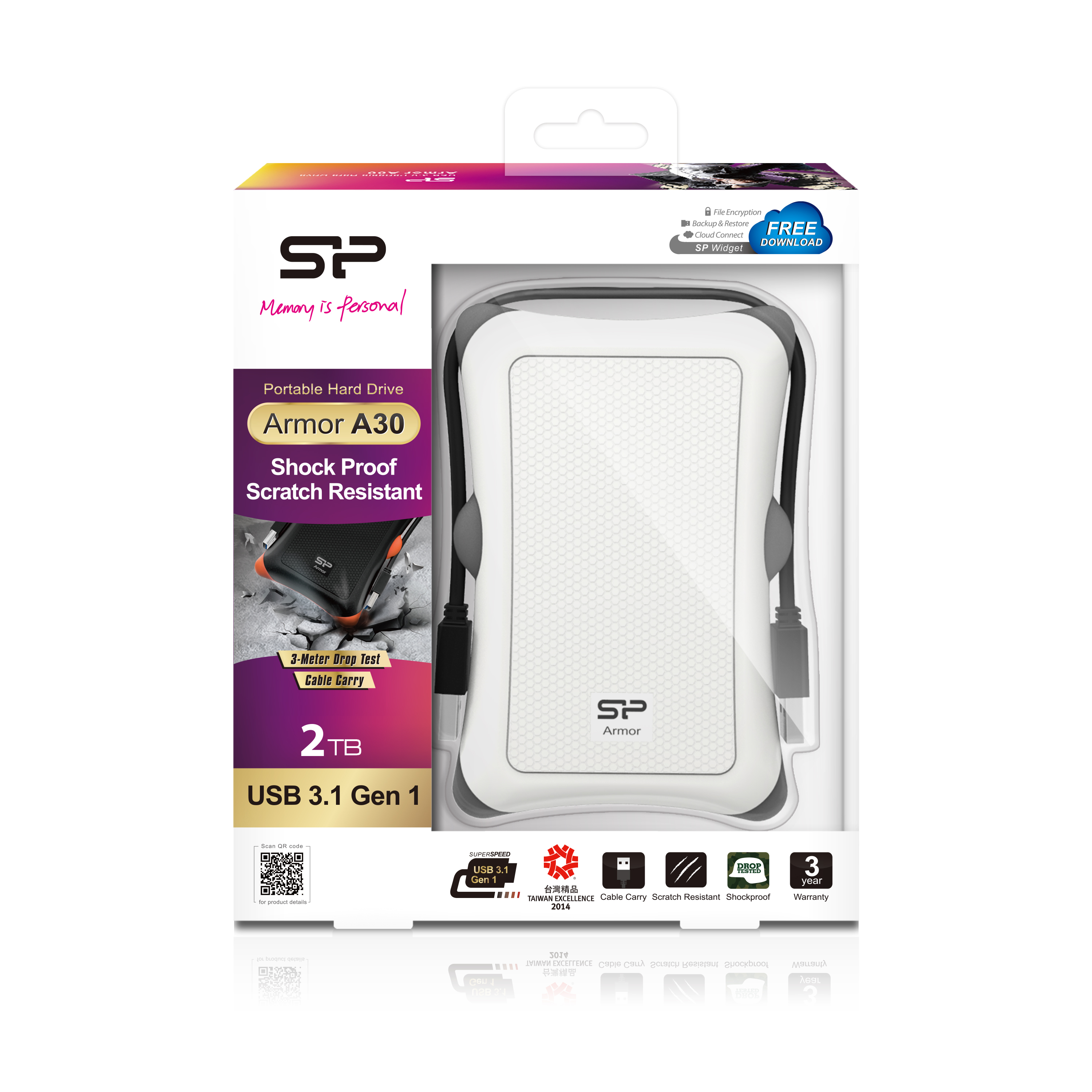 Silicon Power Armor A30 - Festplatte - 2 TB - extern (tragbar) - Weiß, Ansicht 2