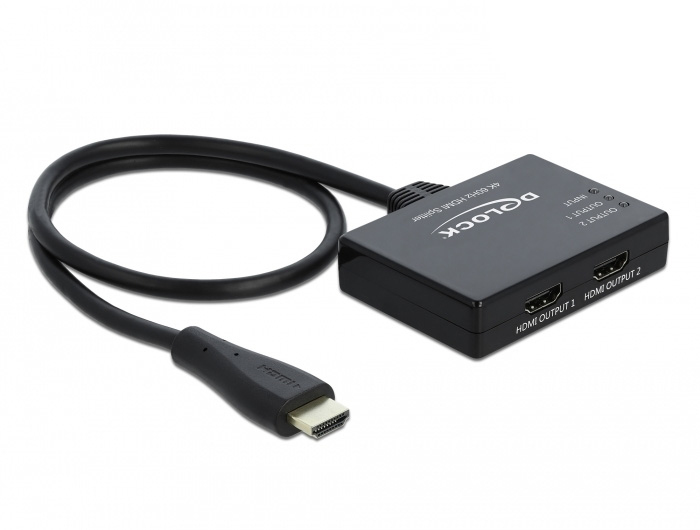 Delock 87747, HDMI, 2x HDMI, 3840 x 2160 Pixel, Schwarz, Kunststoff, 4K Ultra HD