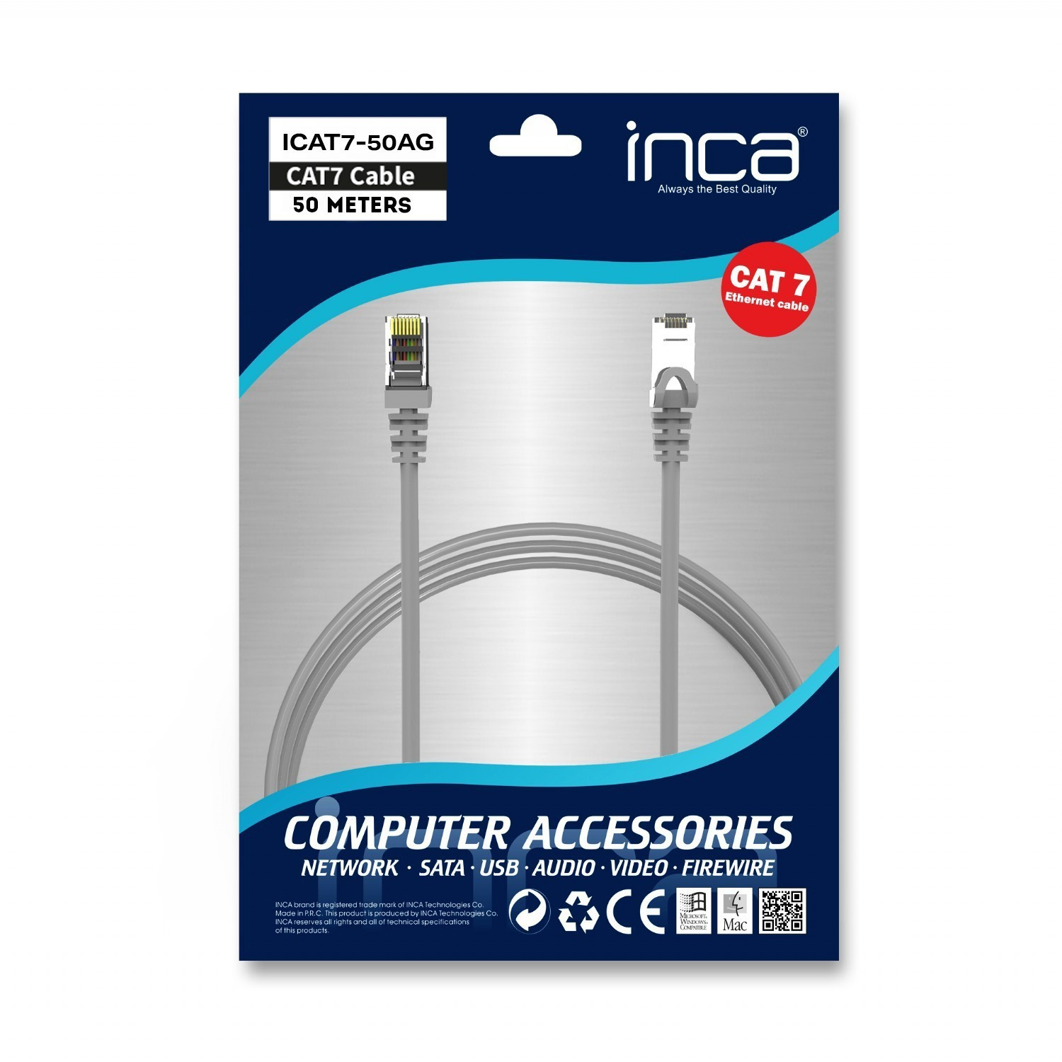 INCA Ethernetkabel ICAT7-50AG S/FTP1 23 AWG Cat7-Kabel - Kabel - Kabel - Netzwerk, Ansicht 2