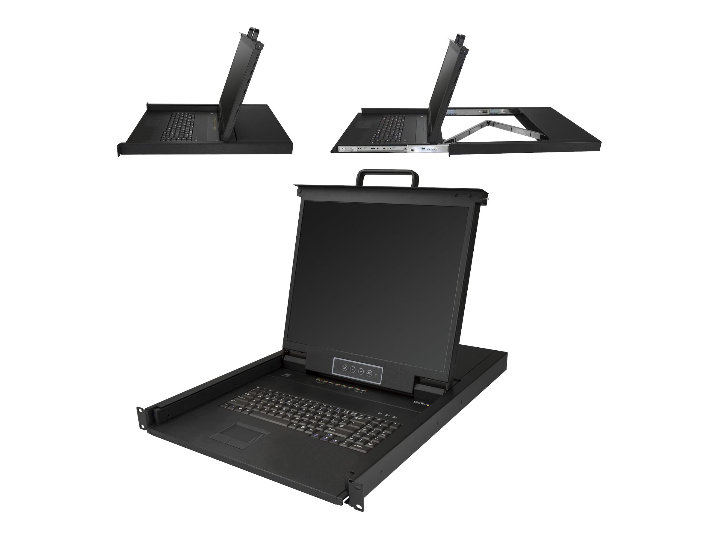 StarTech.com 8 Port Rack KVM Konsole mit 18 m Kabeln - US Tastatur(QWERTY) Integrierter KVM Switch mit 19 LCD Monitor - 1HE LCD KVM Konsole - OSD KVM - 50.000 MTBF - USB + VGA(RKCONS1908K) - KVM-Konsole mit KVM-Switch - 8 Anschlüsse - PS2 USB - US-En