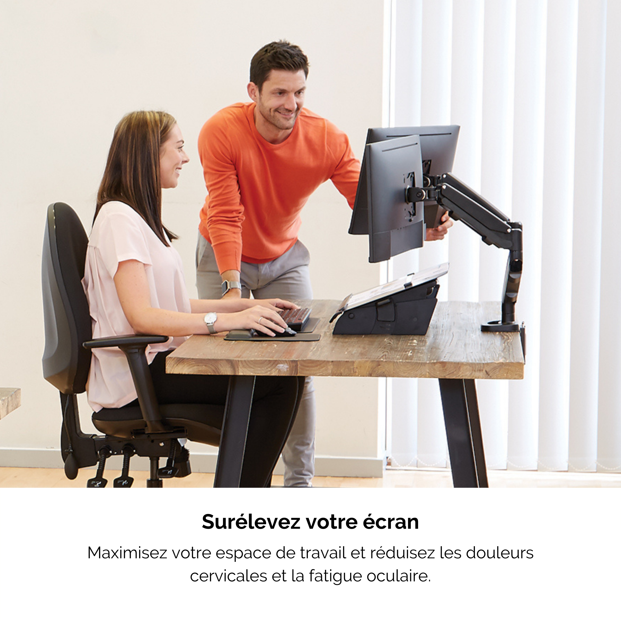 Fellowes Befestigungskit - einstellbarer Doppelarm - für 2 Monitore - Metall - Schwarz, RAL 9017, Ansicht 4