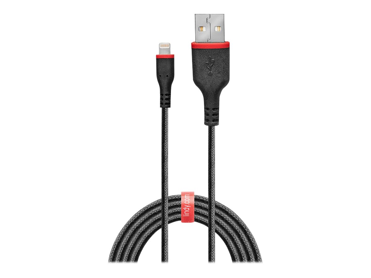 Lindy - Lightning-Kabel - Lightning männlich zu USB männlich - 2 m - abgeschirmt - Schwarz