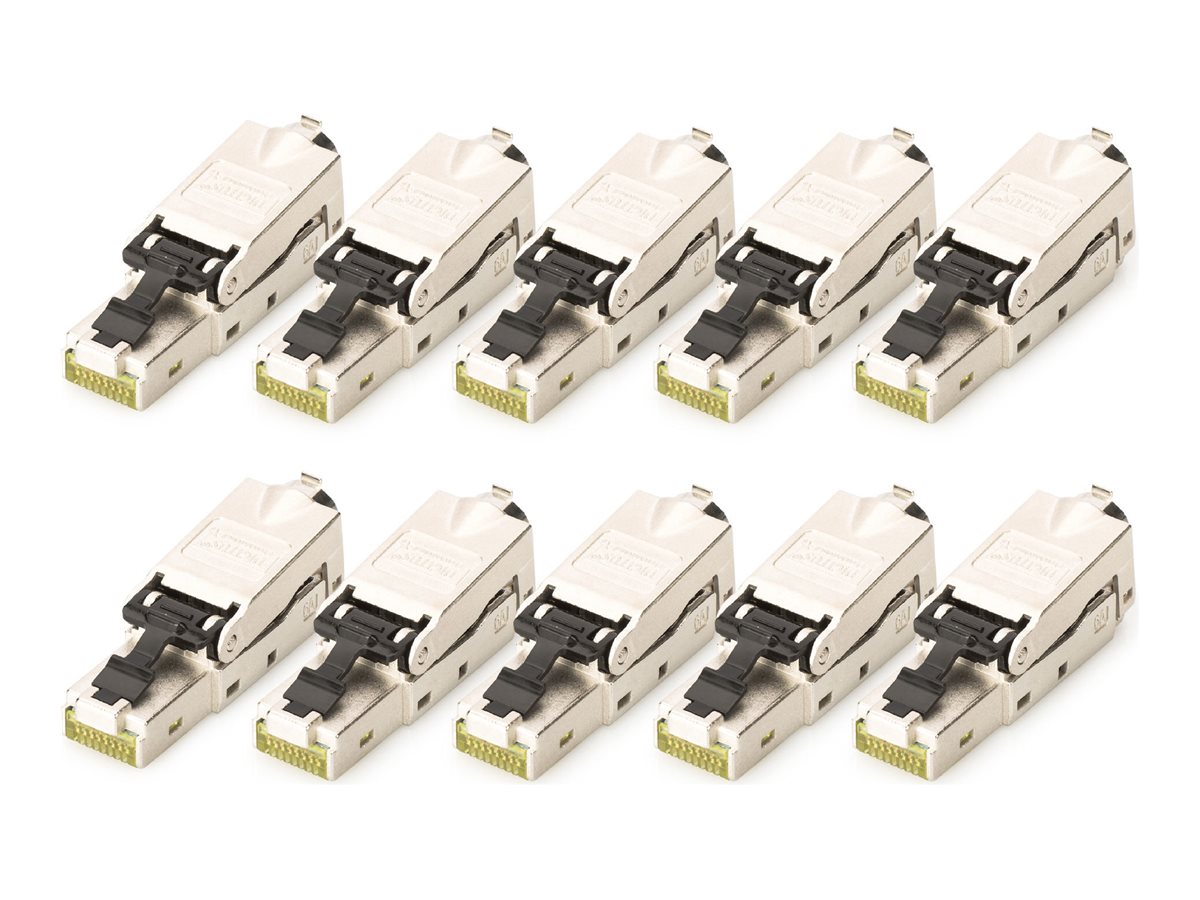 DIGITUS CAT 6A Feldstecker, STP mit Staubschutzkappe, Knickschutz - 10 Stk.