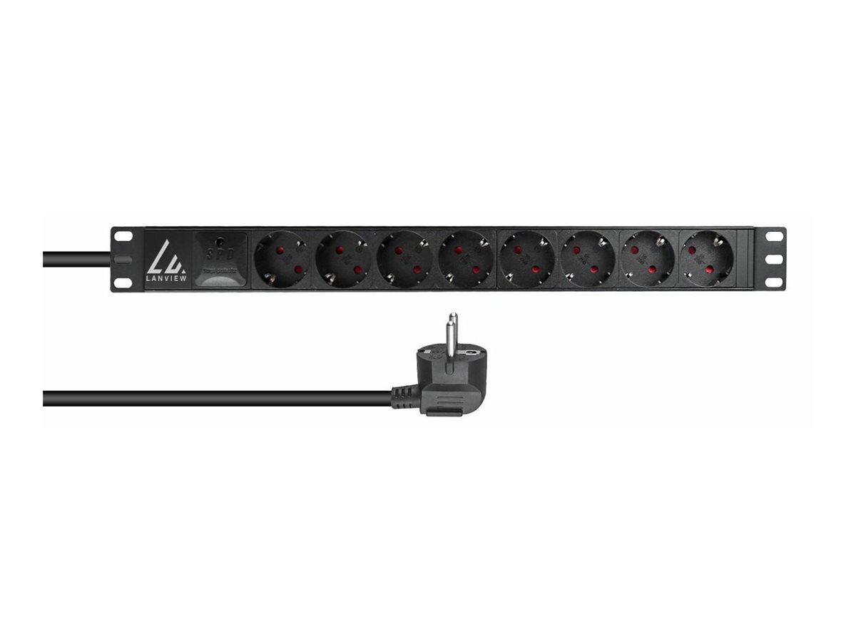 Lanview 19 Rack mount power strip 16A with 8 x Schuko type - Rackbefestigung, Ansicht 2
