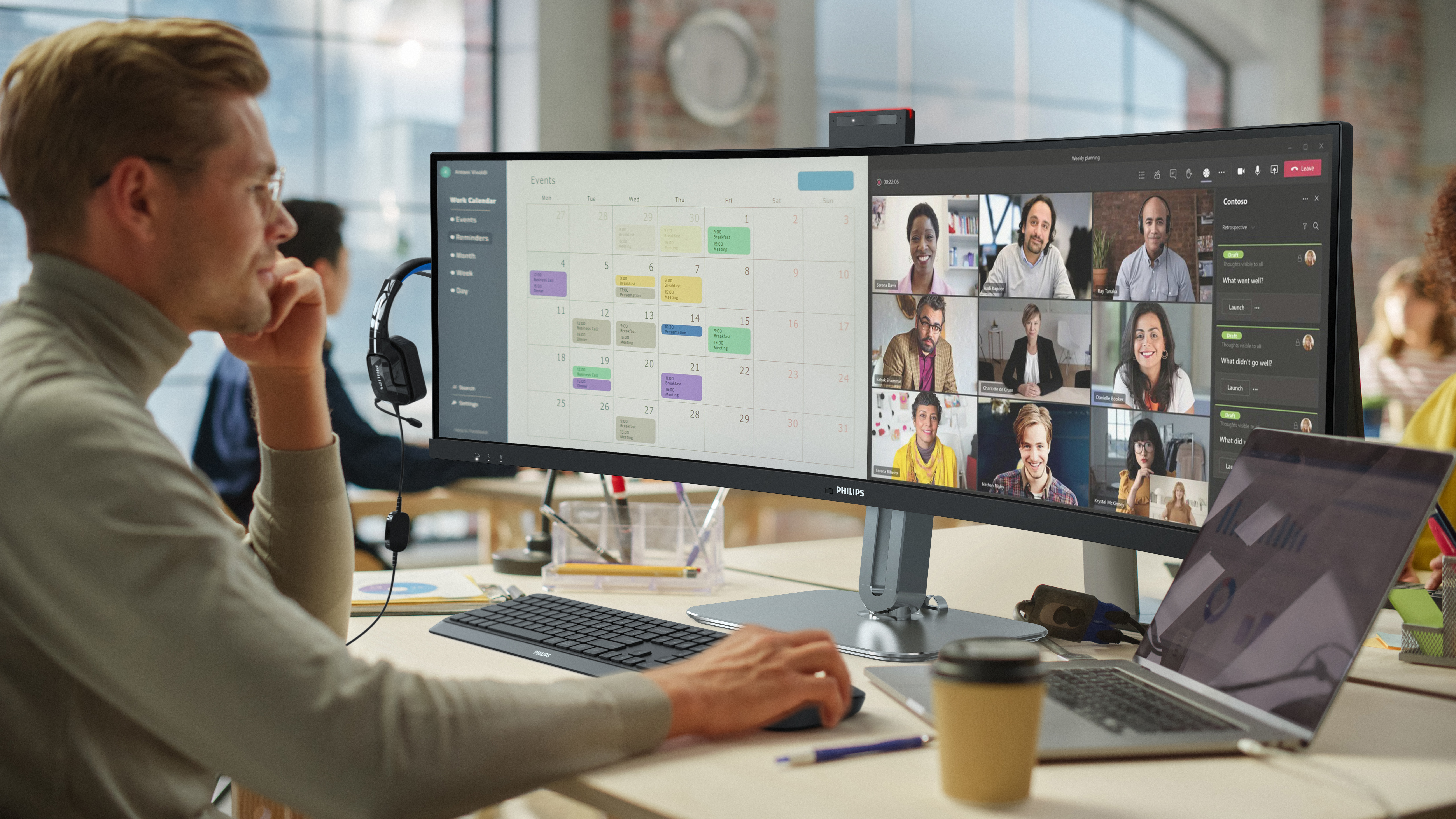Philips 49B2U5900CH/00 49 VA Curved Monitor 5120x1440 70Hz 5ms 1x Displayport 1.4/2x - 49 - 5 ms, Ansicht 2
